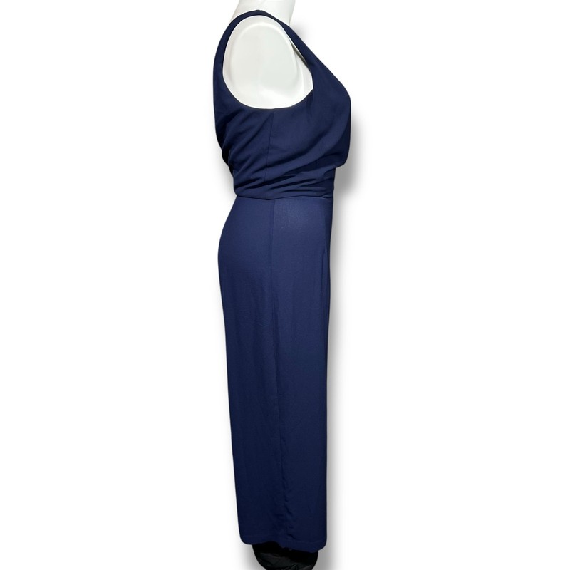 Speechless Womens Jumpsuit Sleeveless V Neck Wide Leg Tie Waist Navy Blue XL