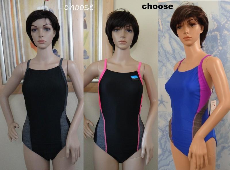 SPEEDO Black Pink Or Gray Pro Lite Relaunch Splice Flyback Swimsuit 6 8 10 12 14