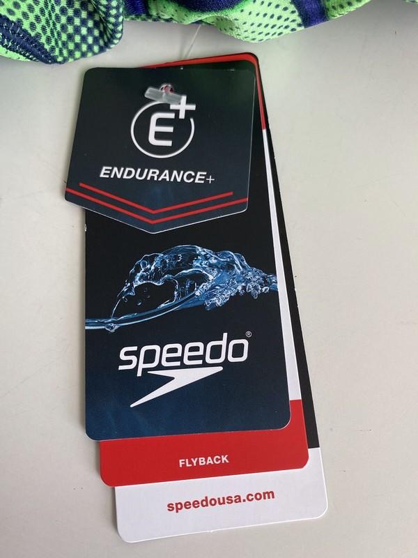 Speedo Endurance Flyback Racing Cut Swimsuit Size 26 Green/Blue Competition