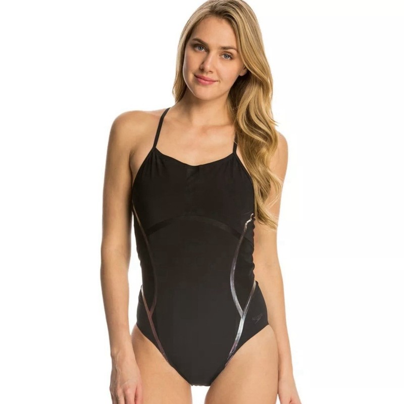 Speedo Lzr Fit Thin Strap One Piece Swimsuit Power Plus 14 Black Flyback Racing