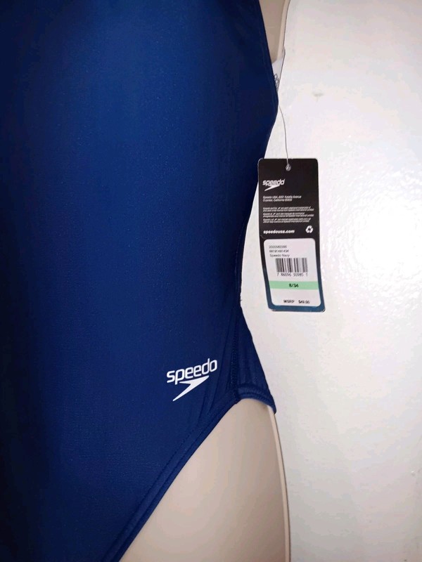 Speedo One Piece Swimsuit Size 8/34 Blue Swimwear New