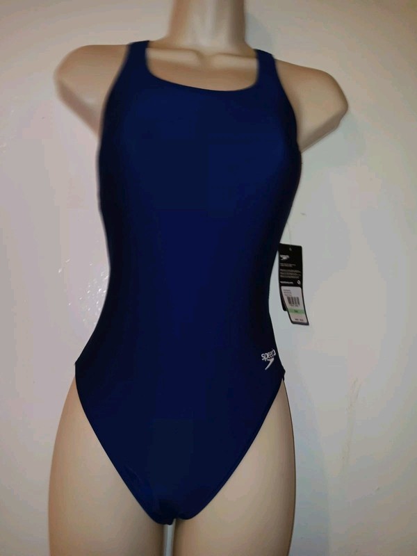 Speedo One Piece Swimsuit Size 8/34 Blue Swimwear New