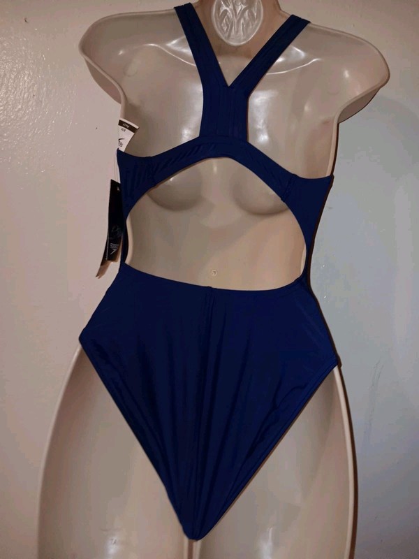 Speedo One Piece Swimsuit Size 8/34 Blue Swimwear New