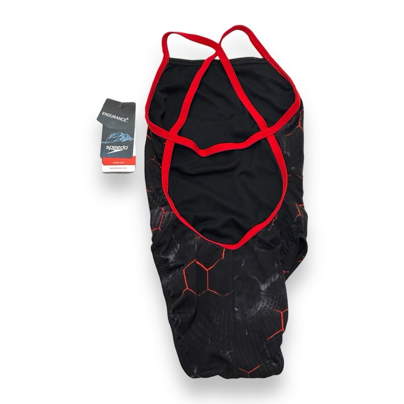 Speedo Women's One Piece Endurance+ Swimsuit Cross Back Emerging Red Size 22