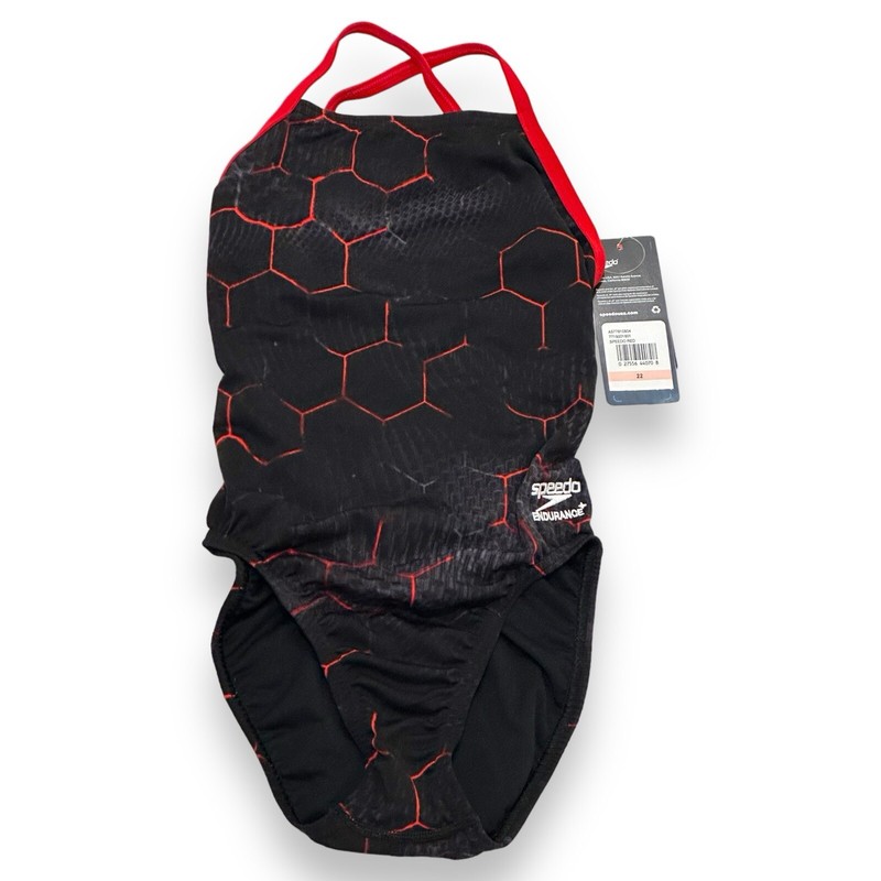 Speedo Women's One Piece Endurance+ Swimsuit Cross Back Emerging Red Size 22