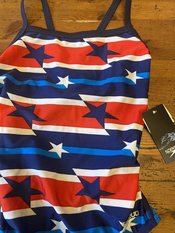 SPEEDO Womens 6/32 RAD RED WHITE & BLUE USA Prolt Flyback One Piece Swimsuit NWT