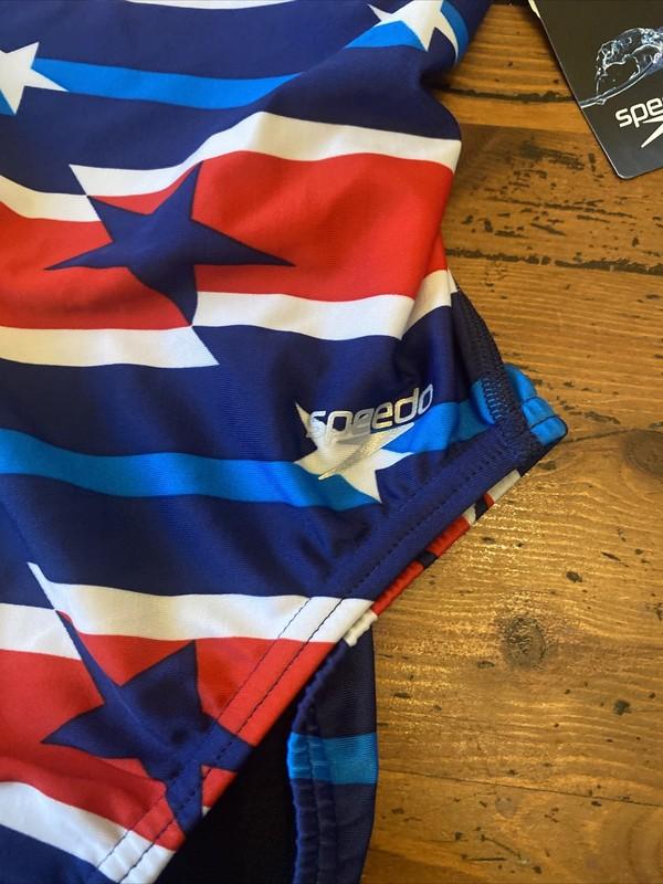 SPEEDO Womens 6/32 RAD RED WHITE & BLUE USA Prolt Flyback One Piece Swimsuit NWT