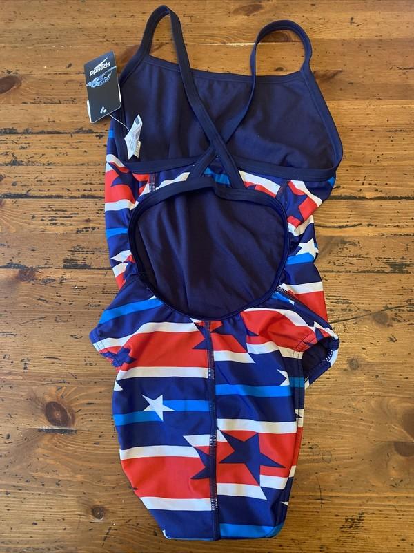 SPEEDO Womens 6/32 RAD RED WHITE & BLUE USA Prolt Flyback One Piece Swimsuit NWT
