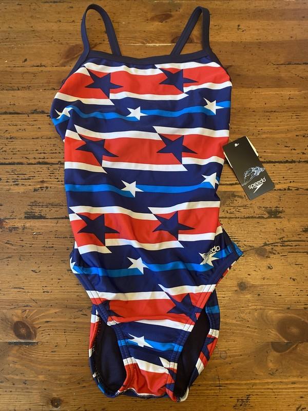 SPEEDO Womens 6/32 RAD RED WHITE & BLUE USA Prolt Flyback One Piece Swimsuit NWT