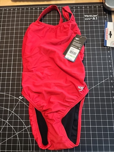 Speedo Womens Super Pro LT Performance Swimsuit Red Size 8 / 34