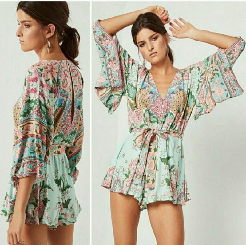Spell Lotus Romper In Peacock Size Medium