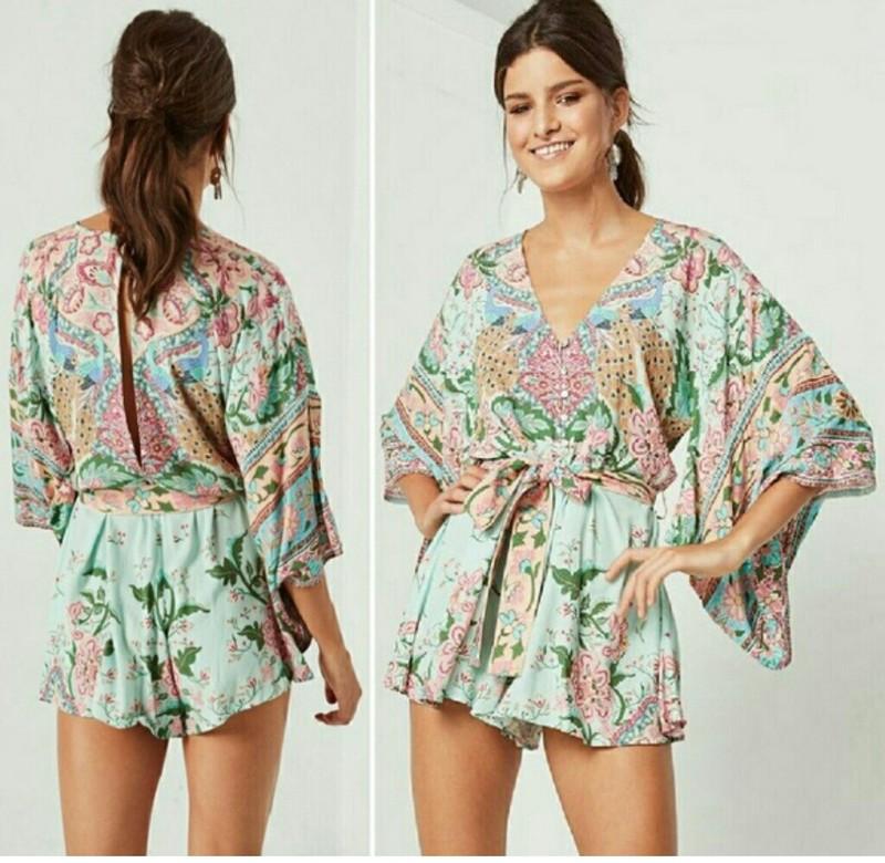 Spell Lotus Romper In Peacock Size Medium