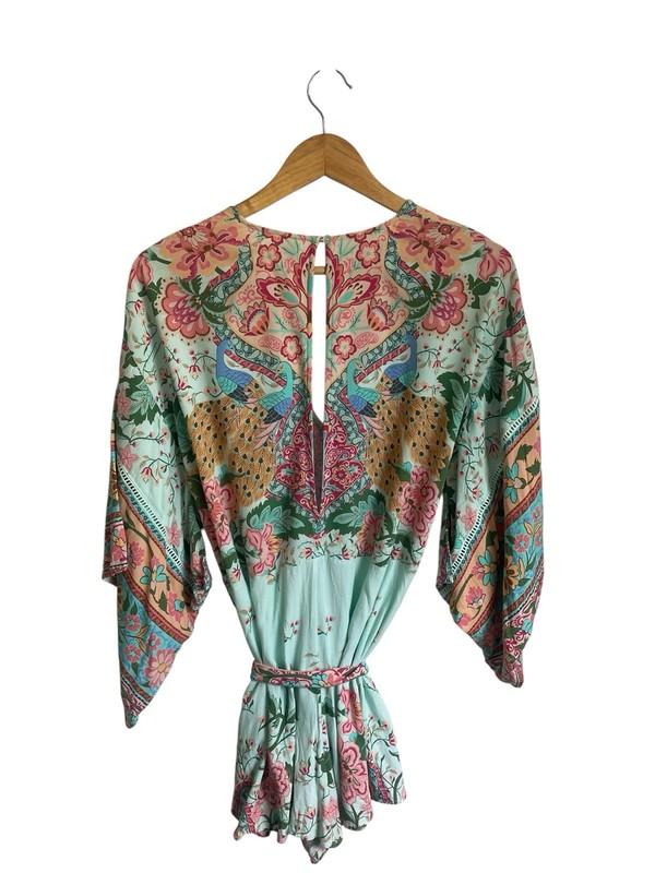 Spell & The Gypsy Lotus Romper Size Medium Floral Playsuit Peacock