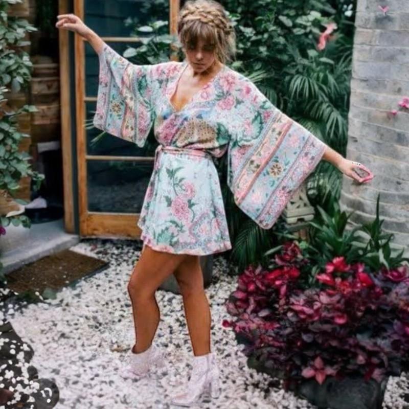 Spell & The Gypsy Lotus Romper Size Medium Floral Playsuit Peacock