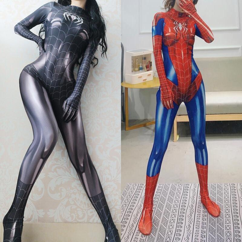 Spiderman Women Suit Elastic Jumpsuit ZENTAI Bodysuit Cosplay Costume Halloween