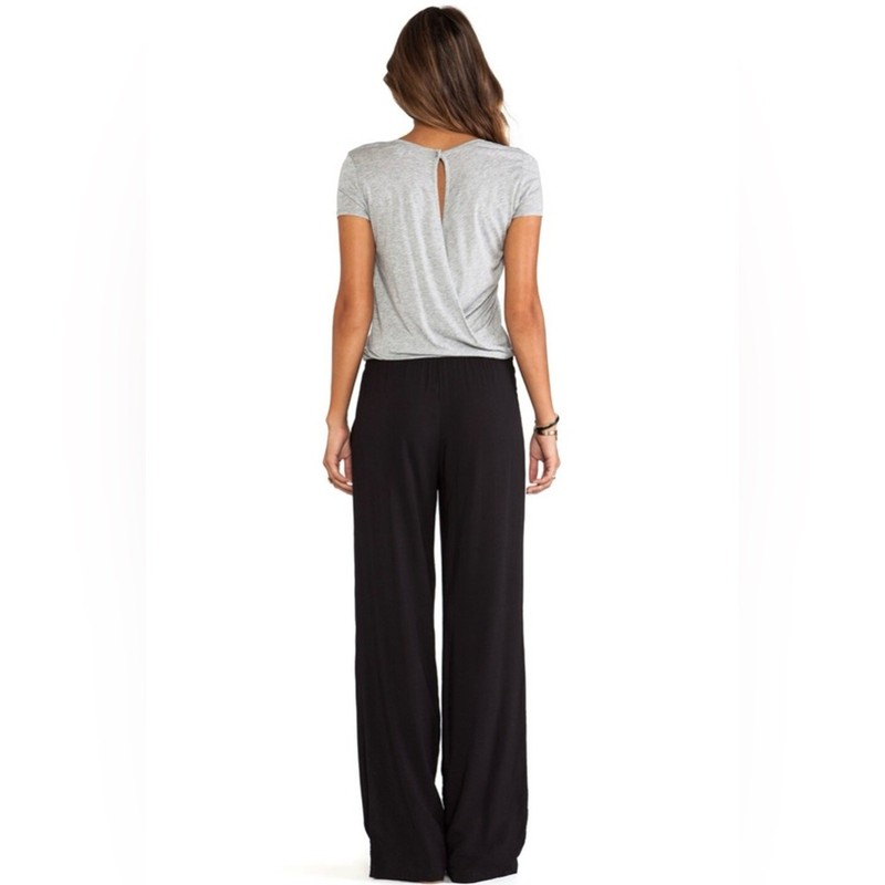 Splendid Jumpsuit Women's XS Gray & Black Pima Cotton Quiet Luxury Minimalist