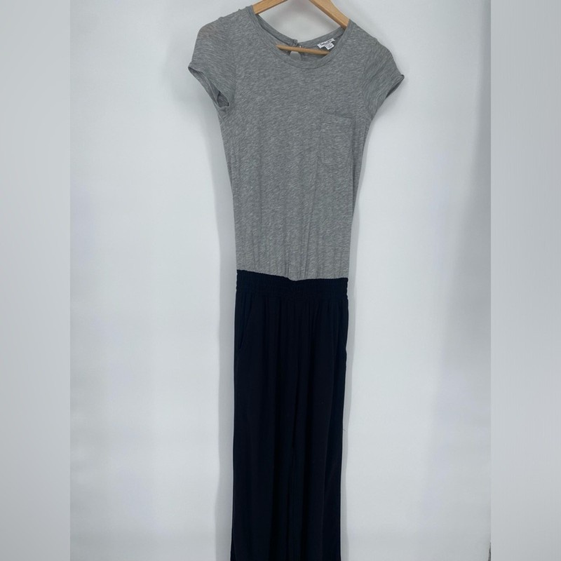 Splendid Jumpsuit Women's XS Gray & Black Pima Cotton Quiet Luxury Minimalist