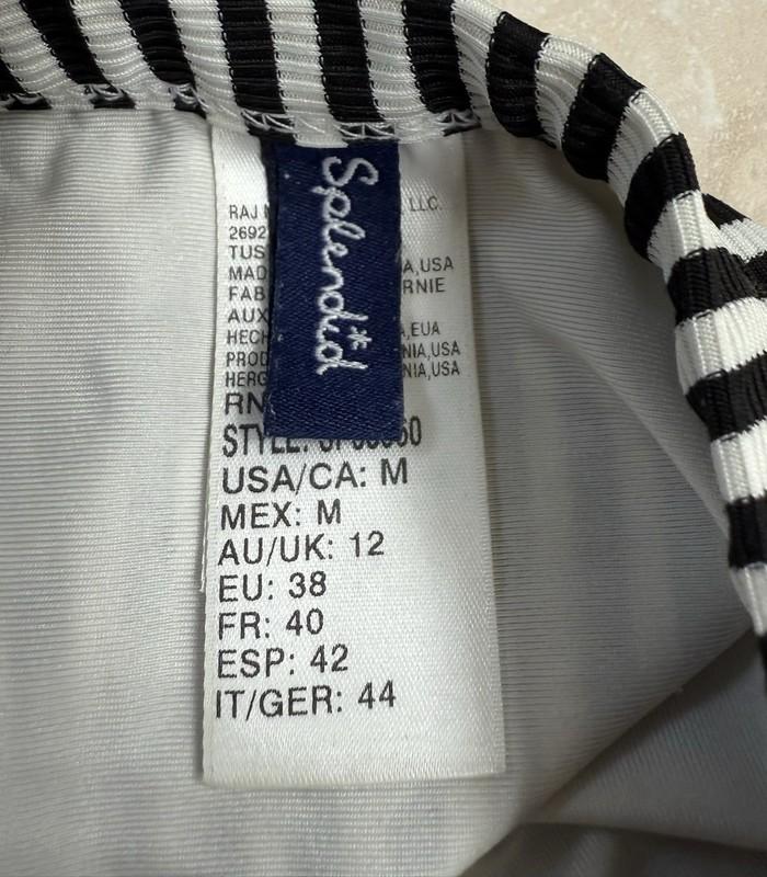 Splendid Line In The Sand Retro Bikini Set Black/White Stripe Size Medium