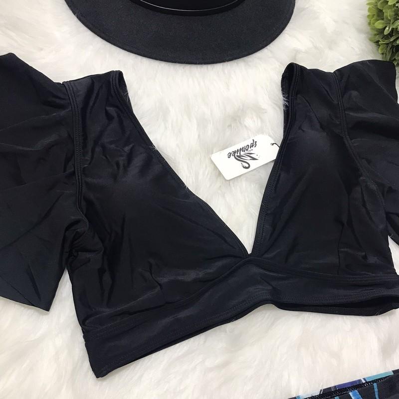 Sporlike Size L Women 2 Piece Bikini Swimsuit High Waist Ruffle Push-up Top