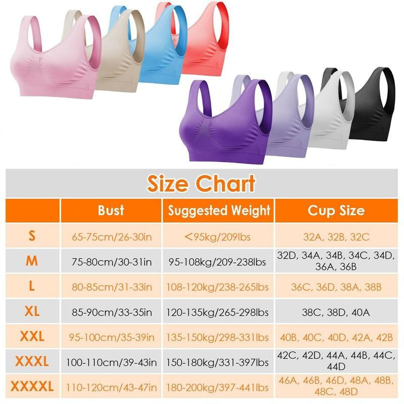 Sport Bras Seamless Wire-Free Light Support Tank Sports Yoga Sleep Bra 3 Pack US