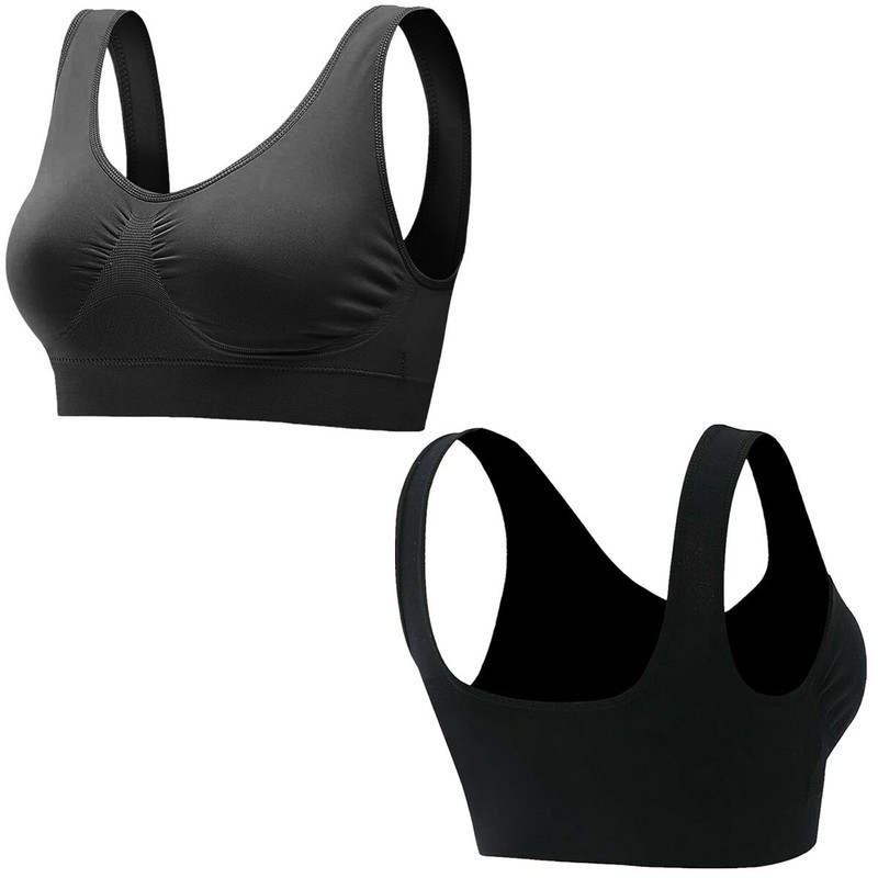 Sport Bras Seamless Wire-Free Light Support Tank Sports Yoga Sleep Bra 3 Pack US