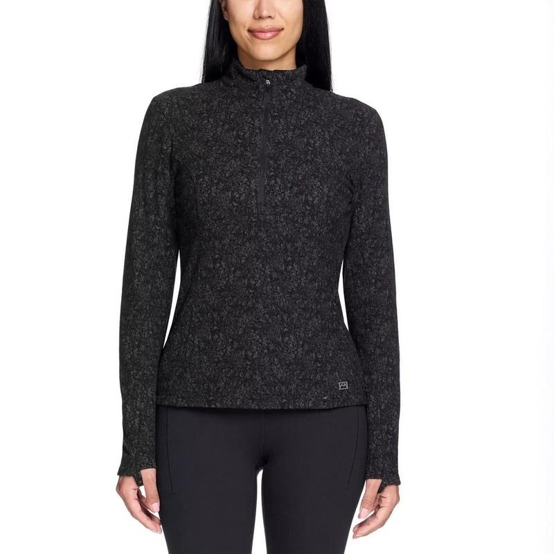 Spyder Ladies' Fleece Printed Half Zip Thumbhole Slits Fleece Fabric NWT