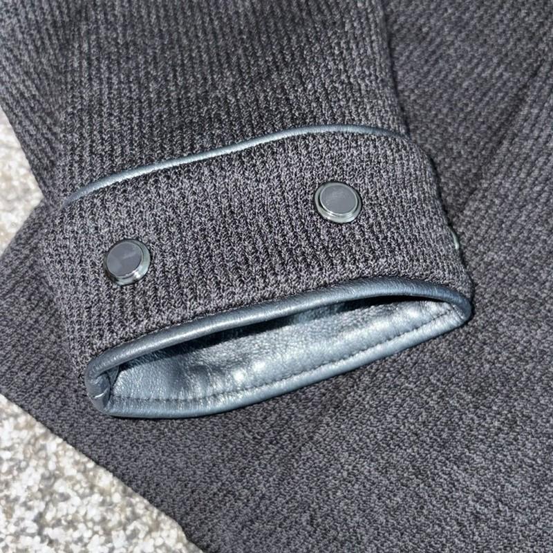 St. John Collection Knit Dark Gray Silver & Leather Jacket