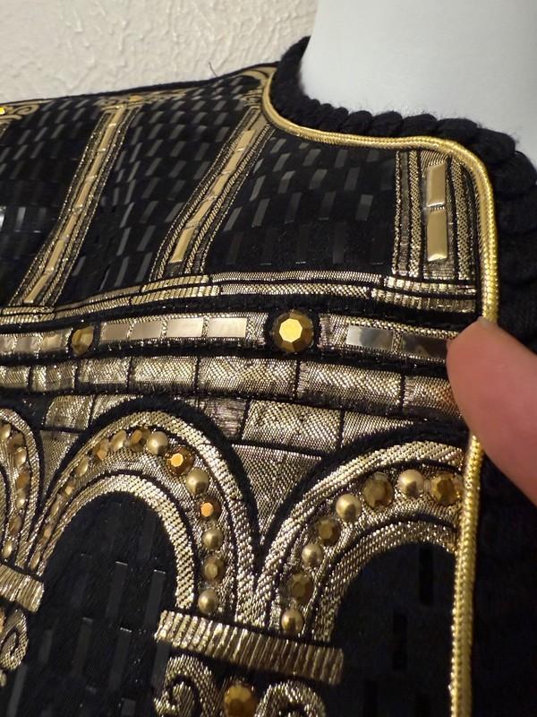 ST. JOHN Evening By Marie Gray Size 6 Embellished Black/gold Paillete Jacket