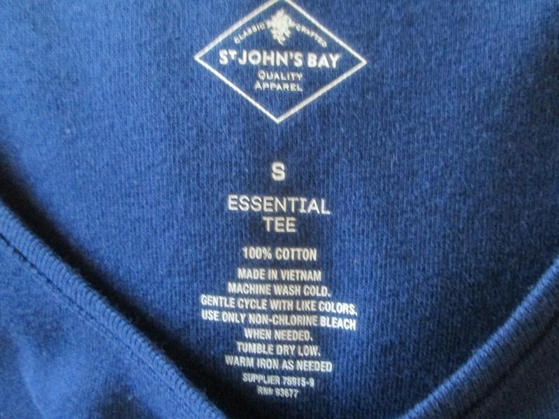 St. John's Bay Misses Size S (4-6) Crew Neck Cotton T-Shirt- American Navy