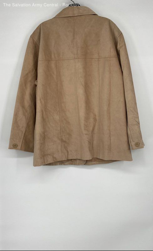St. John's Bay Womens Tan Suede Leather Long Sleeve Button-Up Jacket Size XL