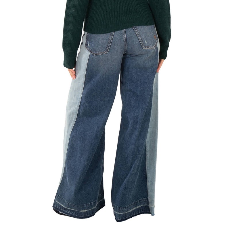 Stella McCartney Wide-Leg Two-Tone Panelled Jeans