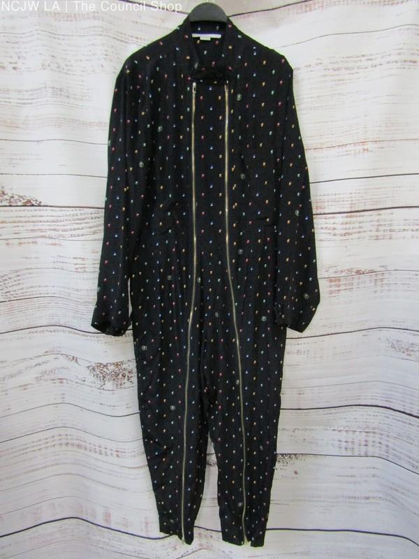 Stella McCartney Women's Navy Blue Circle Print Double Zip Silk Jumpsuit Size 44