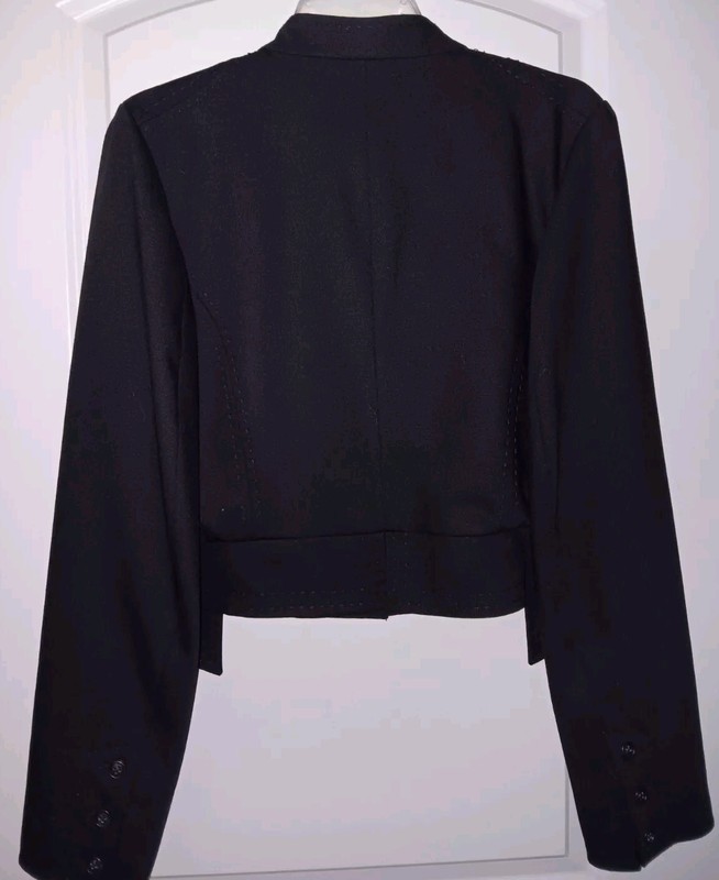 Stella Nova M/L Black Cropped Tuxedo Jacket Vintage 90s Y2K Wool Blend
