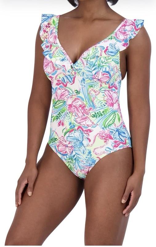Stella Parker Women's Standard Tiered Maillot One Piece Swimsuit Tummy Control