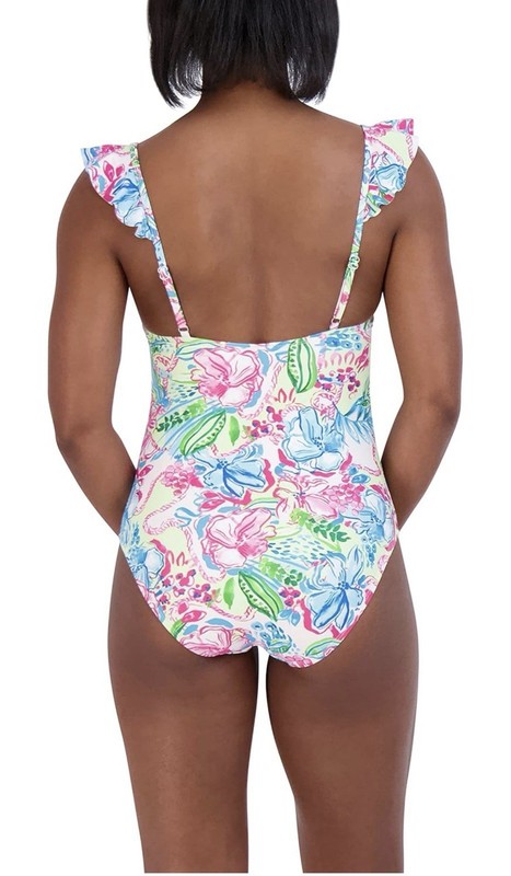 Stella Parker Women's Standard Tiered Maillot One Piece Swimsuit Tummy Control