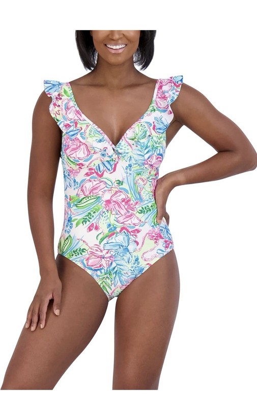 Stella Parker Women's Standard Tiered Maillot One Piece Swimsuit Tummy Control