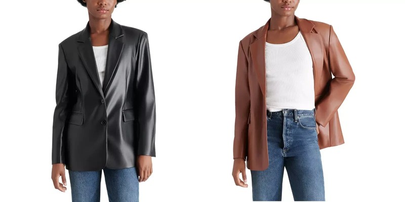 Steve Madden Ladies' Faux Leather Blazer(1815385)