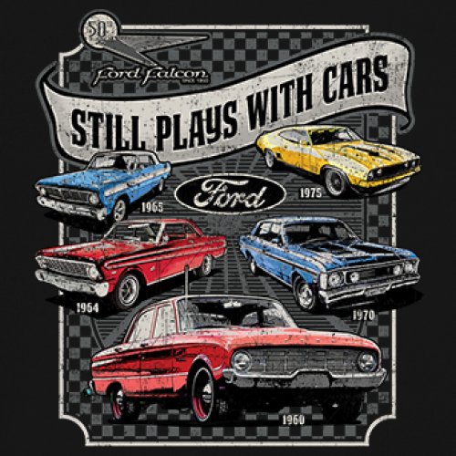 Still Plays With Cars Ford Falcon T-Shirt 60s Classic Muscle Car Women's Tee