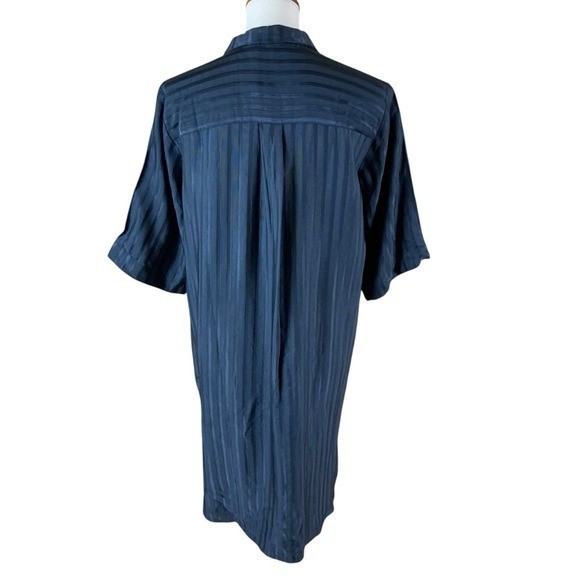 Storm And Marie Navy Striped Button Front Shirt Dress Modest Preppy Medium NWT