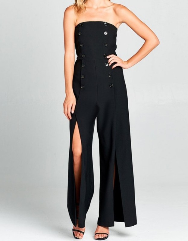 Strut & Bolt Ladies' Button Detail Off-Shoulder Bandeau Jumpsuit