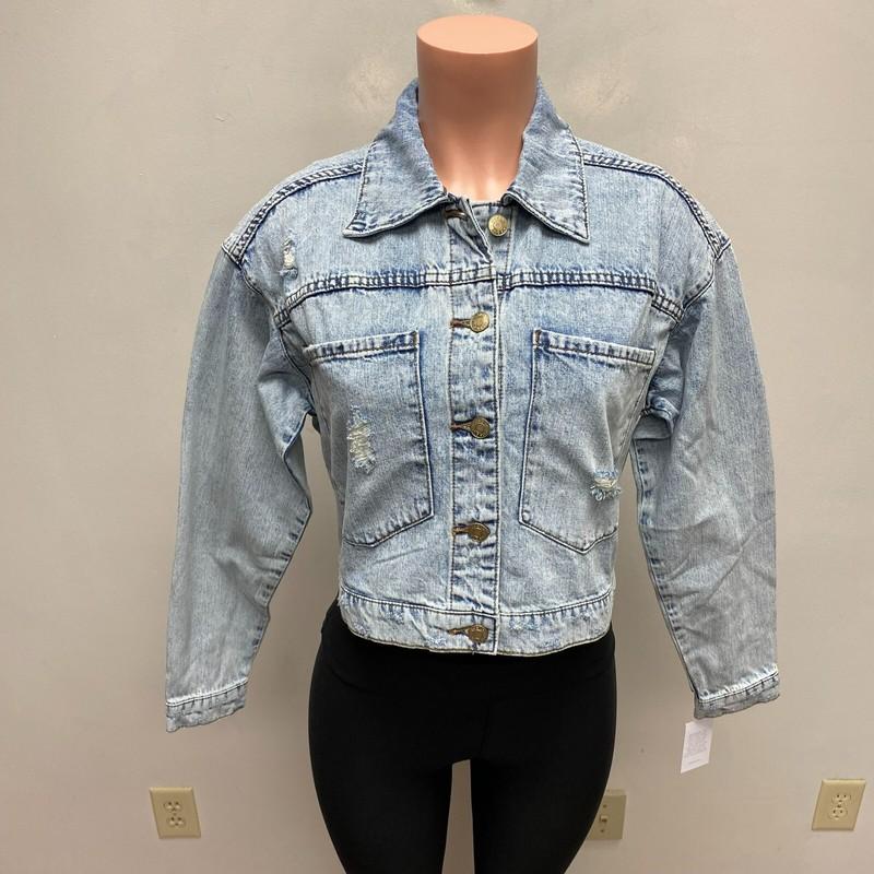 STS Blue Womens Blue Denim Solid Cotton Collared Alice Crop Jean Jacket XS