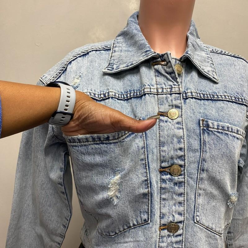 STS Blue Womens Blue Denim Solid Cotton Collared Alice Crop Jean Jacket XS