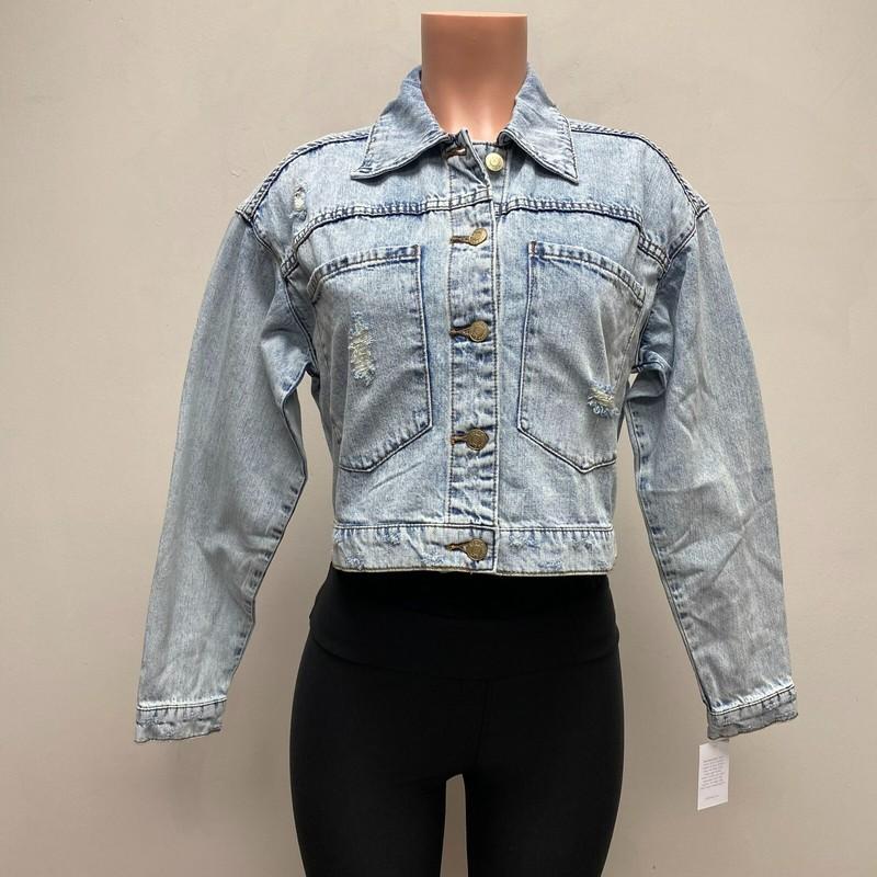 STS Blue Womens Blue Denim Solid Cotton Collared Alice Crop Jean Jacket XS