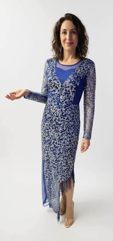✨ STUNNING NWT Glitter Silver & Blue Party Dress - Size Small - Charity Donation