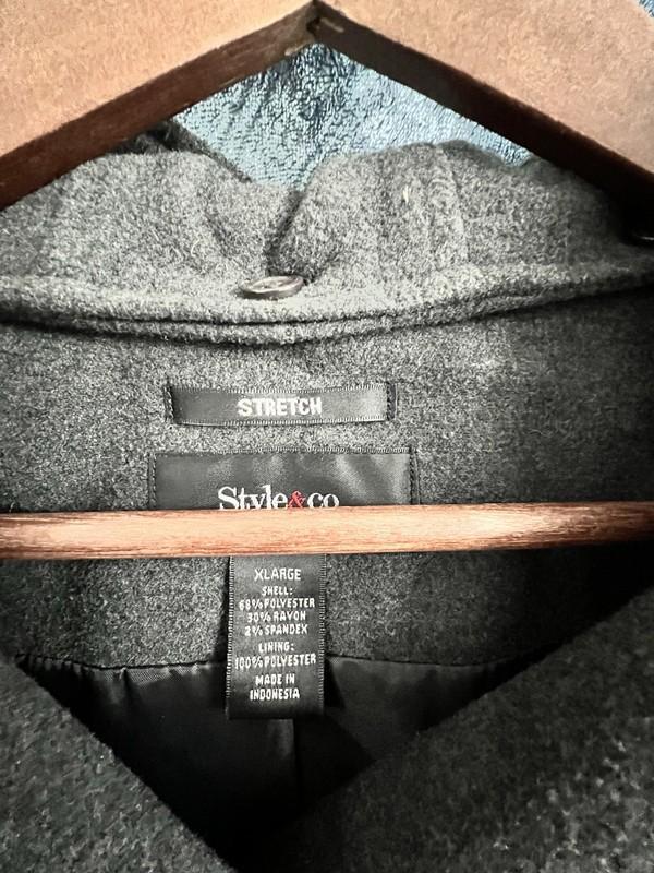 Style And Co Women's Double Breasted Peacoat Charcoal Size XL