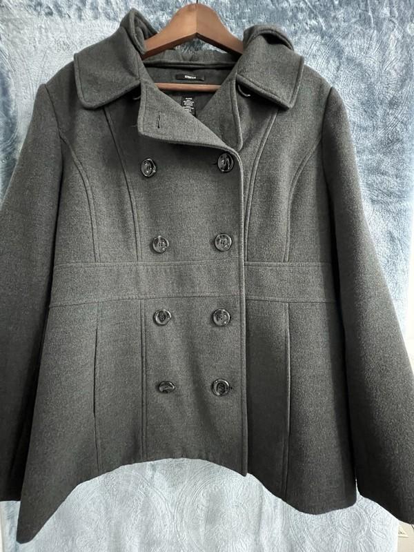 Style and Co Women's Double Breasted Peacoat Charcoal Size XL