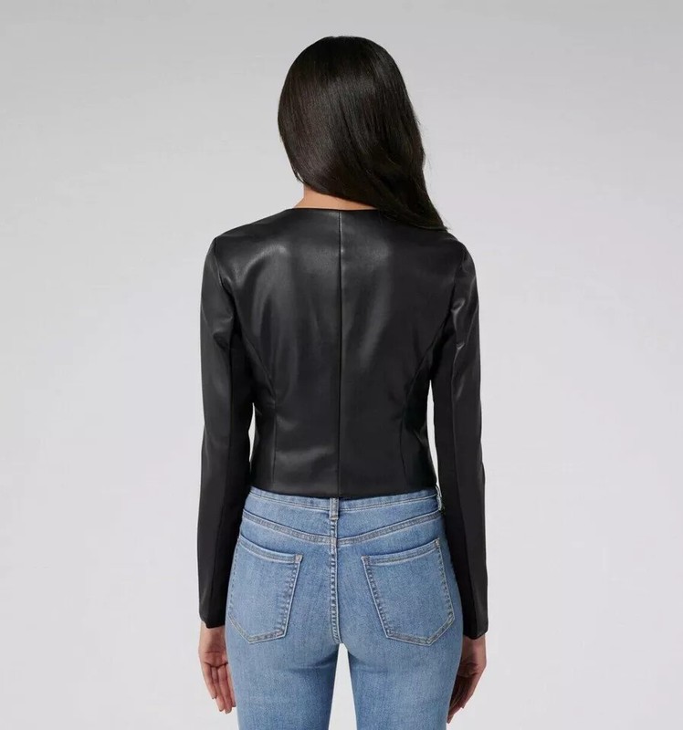 Stylish Genuine Lambskin Women's Black Cropped Leather Jacket Handmade Biker