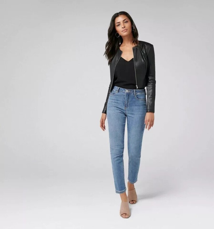 Stylish Genuine Lambskin Women's Black Cropped Leather Jacket Handmade Biker