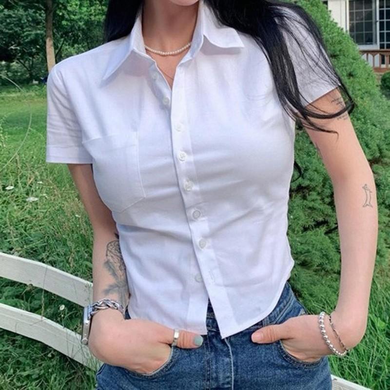 Stylish Women's Short Sleeved Shirt For Summer With Waist Cinching Feature