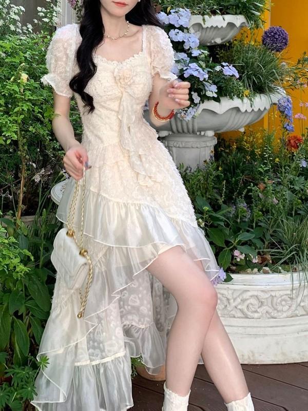 Summer Sweet Women Girls Fairy Dress Princess Japanese Ruffles Long Dress School